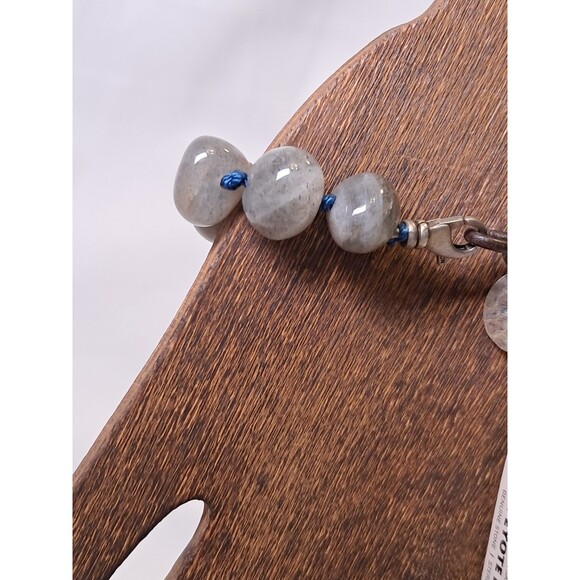 Peyote Multicolor Gray Tones Gemstones 7.75" Bracelet Silver Hammered Charm NWT - Picture 7 of 9